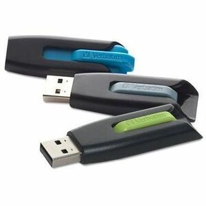 16GB Store 'n' Go&reg; V3 USB 3.2 Gen 1 Flash Drive - 3pk - Blue, Green, Gray
