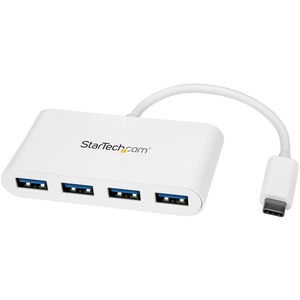 StarTech.com 4 Port USB C Hub with 4x USB-A (USB 3.0 SuperSpeed 5Gbps) - USB Bus Powered - Portable/Laptop USB Type-C Adapter Hub - White