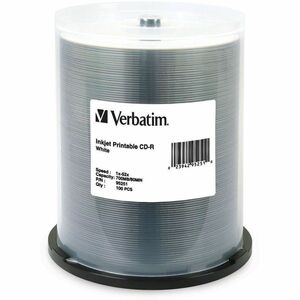Verbatim CD-R 700MB 52X White Inkjet Printable - 100pk Spindle