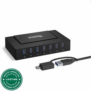 7 Port USB Charging Hub for Laptops with USB-C or USB 3.0