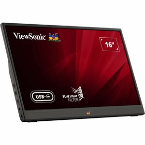 ViewSonic VA1655 15.6 Inch 1080p Portable IPS Monitor with Mobile Ergonomics, USB C, Mini HDMI and a Protective Case for Home and Office