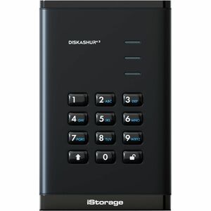 iStorage diskAshur3 500 GB Portable Hard Drive | Black | Incorporated Common Criteria EAL 5+ | PIN protected | AES 256-bit Full Disk Hardware Encryption | Dust/Water Resistant | TAA Compliant